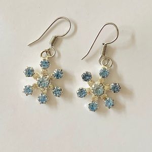 Blue Crystal Snowflake Earrings